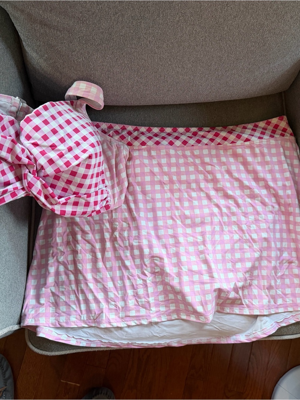Draper James Pink and White Gingham Mini Skirt
